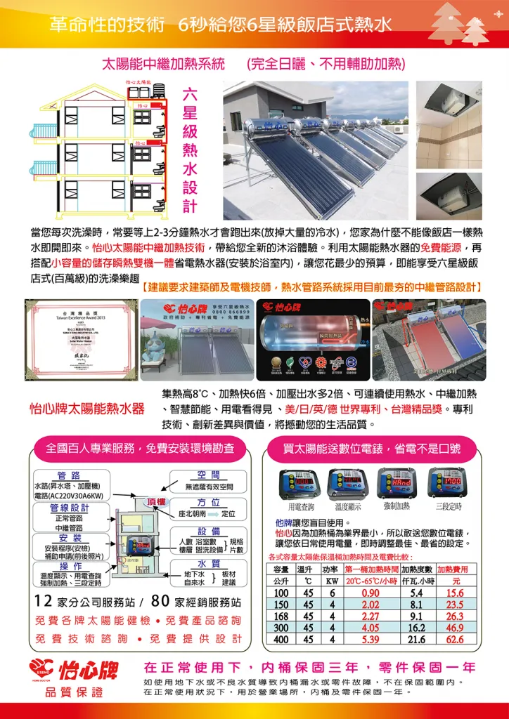 怡心牌 太陽能熱水器 ES-2527H-2L 5 26 4