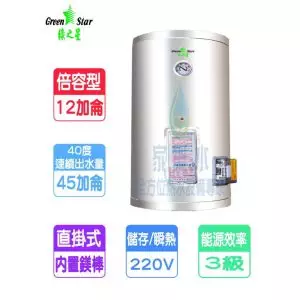 綠之星-12加侖倍容儲熱式電熱水器(GS-12A)特製款