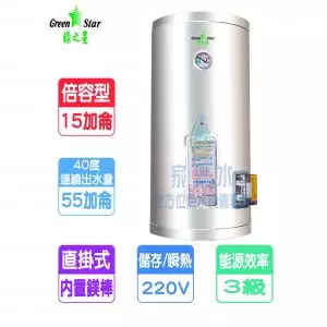 綠之星-15加侖倍容儲熱式電熱水器(GS-15)特製款